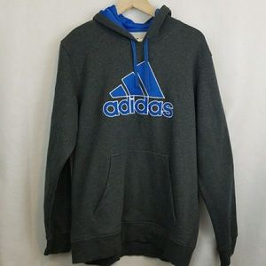 Adidas gray and blue hooded sweatshirt
